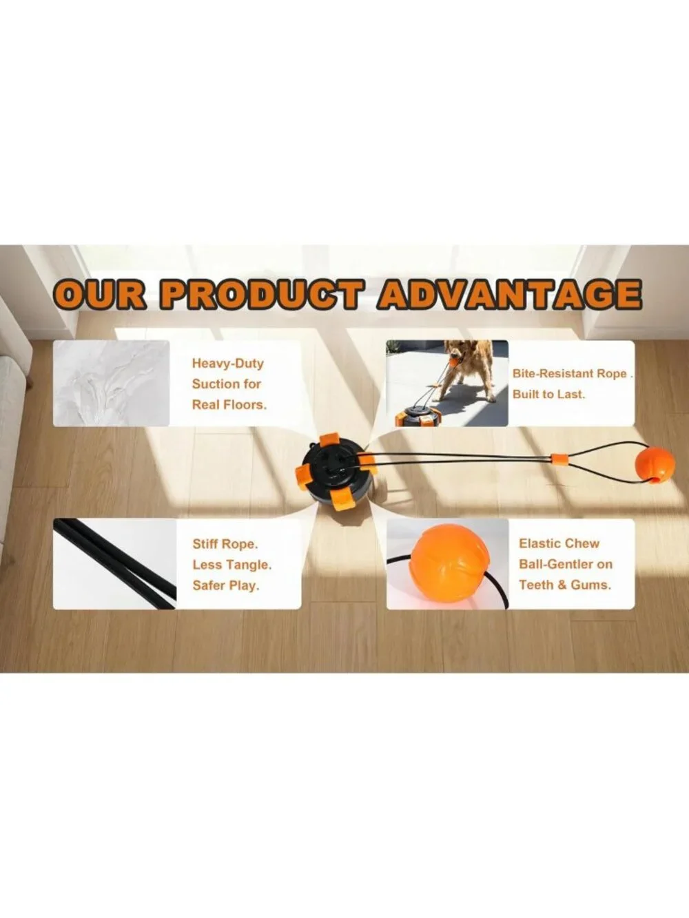 Durable Interactive Suction Cup Tug Toy for Medium & Large Dogs - Chew & Boredom